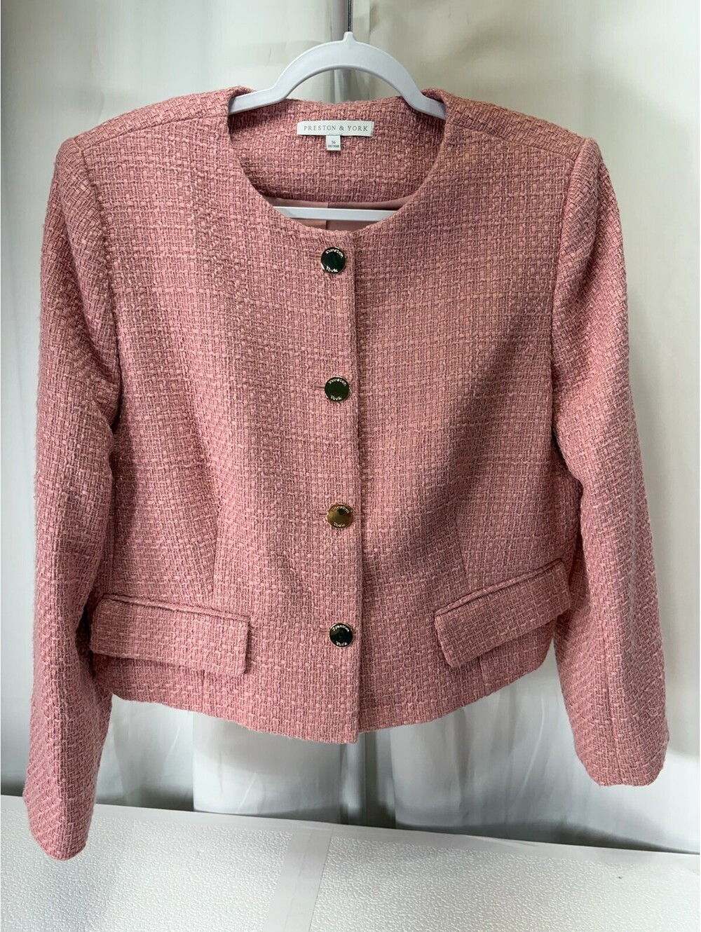 Preston & York Pink Tweed Blazer Jacket Size 16 289D